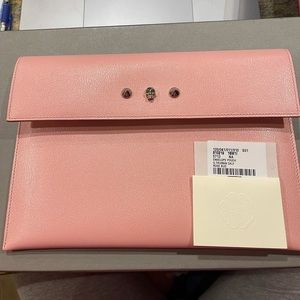 New Alexander McQueen pink envelope clutch